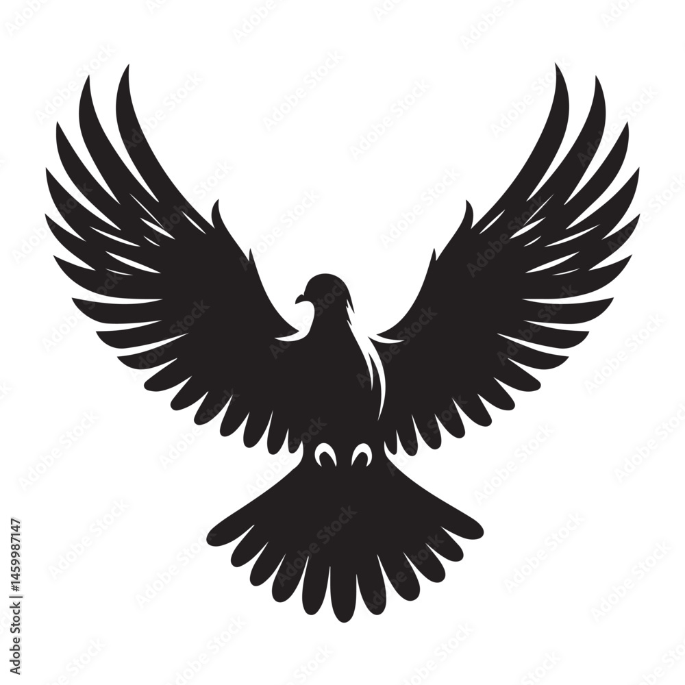 Obraz premium Flying bird silhouette design with dove of peace and eagle wings as a nature symbol