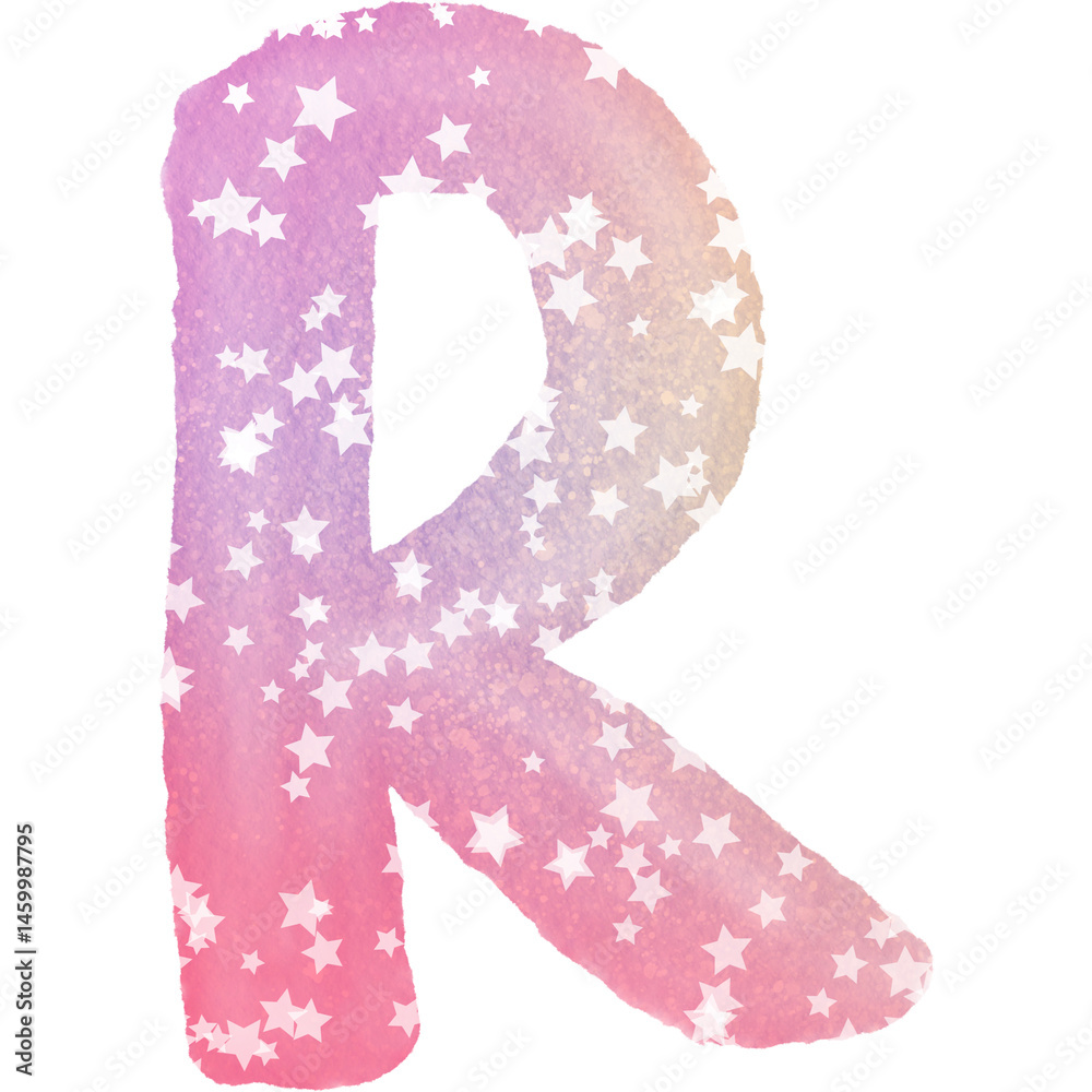 Colorful alphabet watercolor paper texture PNG