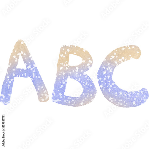 Colorful alphabet watercolor paper texture PNG