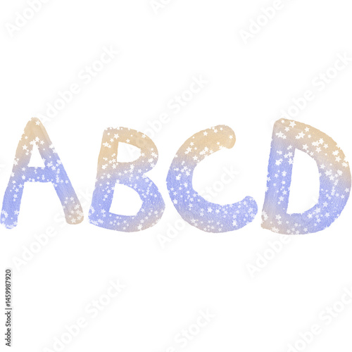 Obraz na płótnie Colorful alphabet watercolor paper texture PNG w salonie