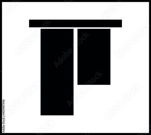 Vector illustration of vertical align top. Image app display icon, mark for top-aligned image. Isolated on a transparent background, editable and changeable
