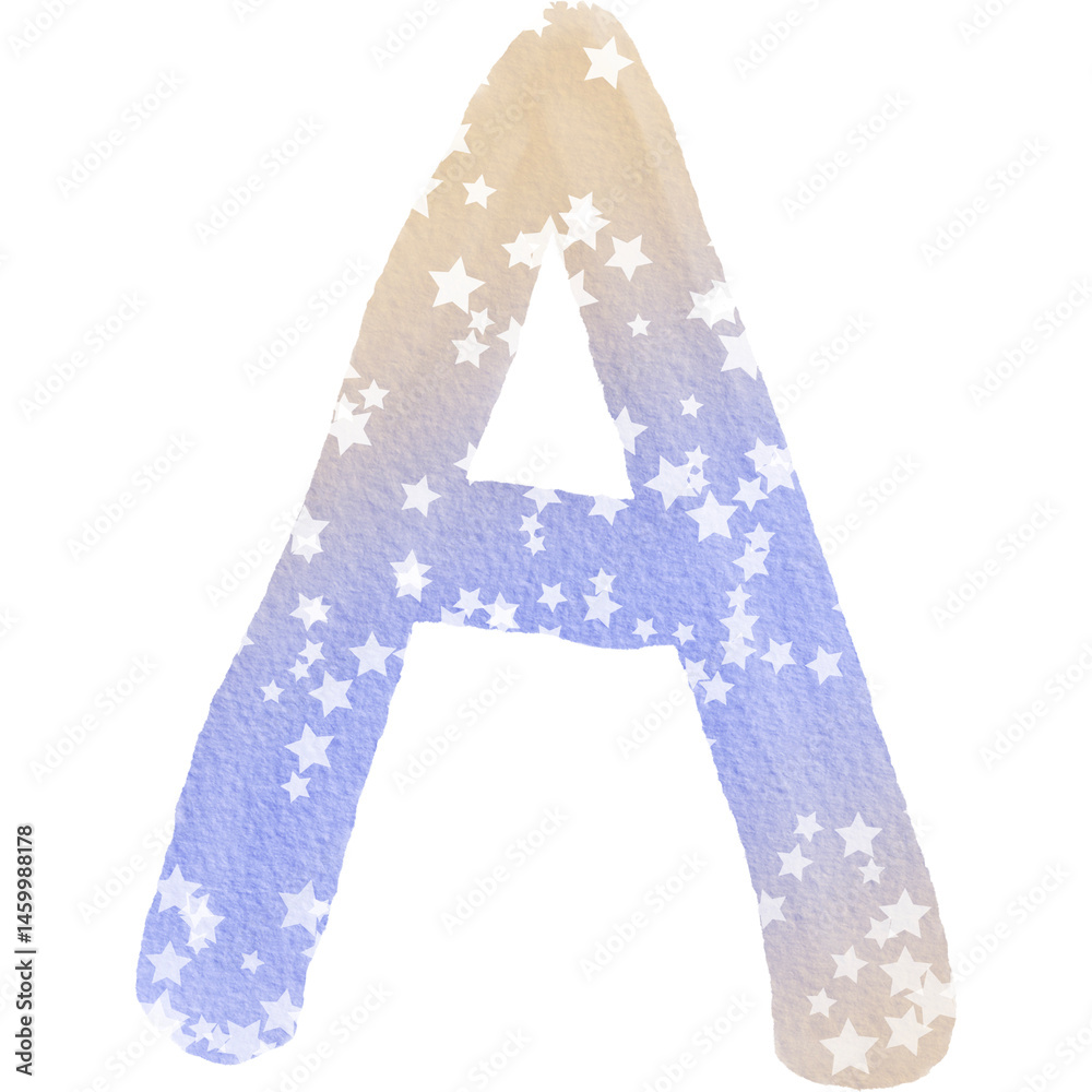 Colorful alphabet watercolor paper texture PNG