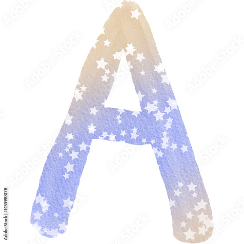 Colorful alphabet watercolor paper texture PNG