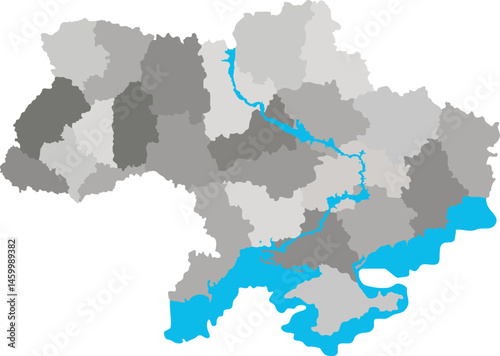 Ukraine map in vector in gray tones
