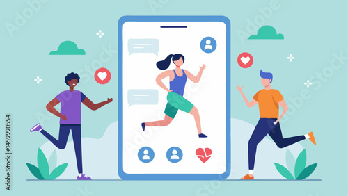 Exercise Recommendations A mobile app interface promoting suggested exercises with animated figures demonstrating different workouts such as yoga poses running and strength