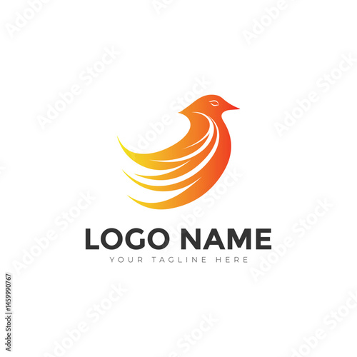 Orange Bird Logo Design Abstract Firebird Branding Icon