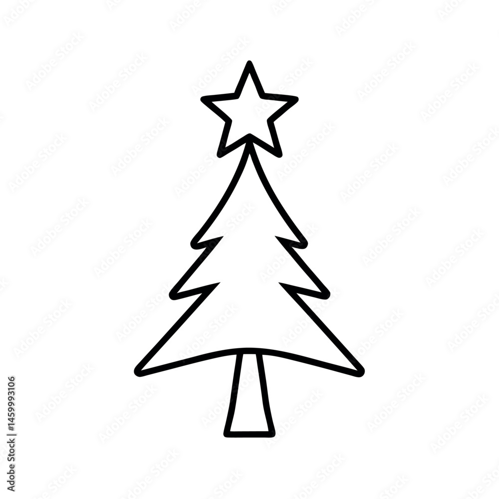 Christmas Tree Topper Outline Vector Line Art Christmas Tree Topper Outline Vector Line Art
