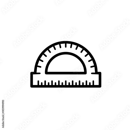Simple protractor icon for geometry class.  Educational protractor illustration perfect for school stationery.  This protractor image is ideal for math lesson design, school website, or educational ap