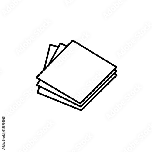 Blank paper sheets stack. Simple paper sheets illustration. Clean paper sheets for notes or drawings. This clean paper stack is perfect for school projects and educational materials.