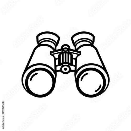 Binoculars illustration perfect for school projects. Detailed drawing of binoculars shows optical instrument design. Binoculars image ideal for educational materials, school posters, or textbooks.