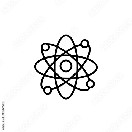 Simple atom structure illustration.  Atomic model with electrons orbiting nucleus.  Clear educational graphic for science textbooks, school posters, or educational websites. This simple design is perf