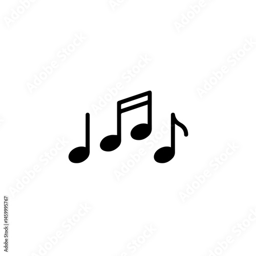 Musical notes in black silhouette on a white background  