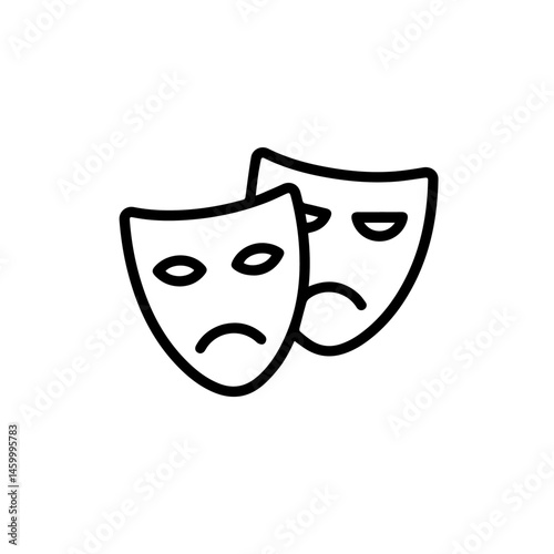 Masks representing comedy and tragedy in simple line art  