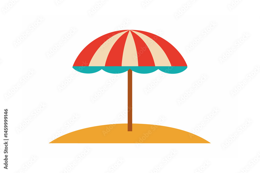 Obraz premium Colorful Beach Umbrellas Minimalist Vector Art on White Background