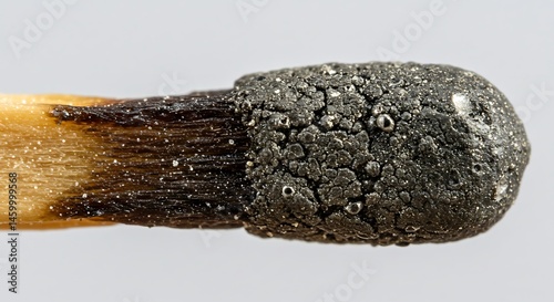 Matchstick showing sulfur head and wood details.
