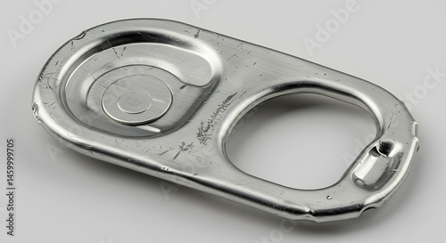 Soda can tab with wear and tear details.
