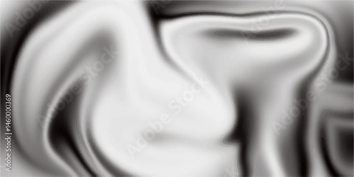 The texture of black and white marble for a pattern of packaging in a modern style. Liquid metal mercury silver ripples abstract background.  soft waves and white fabric liquid metallic art.