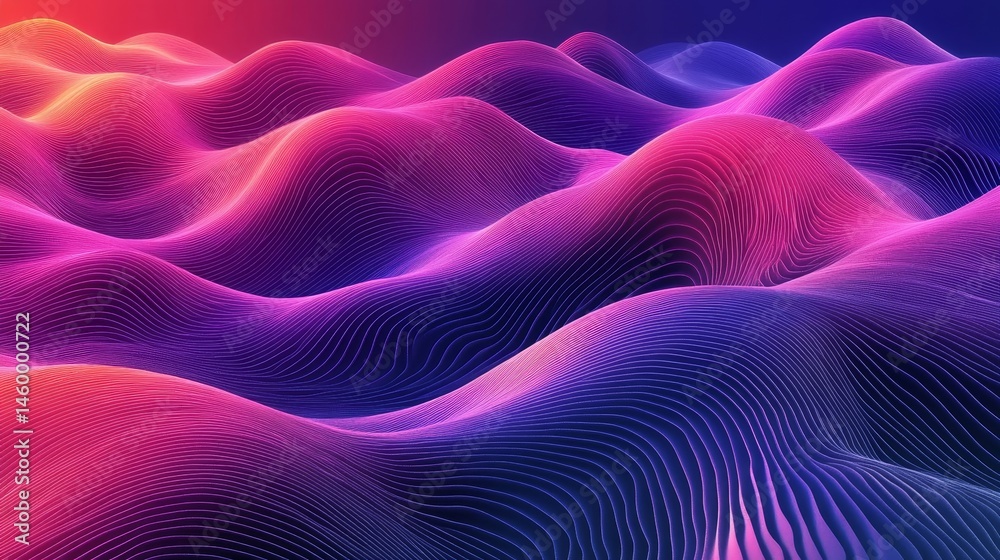 Abstract digital illustration of undulating colorful landscape. Abstract digital illustration of undulating colorful landscape.