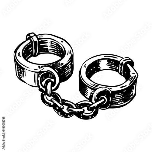 Shackles illustration shown in vintage style 
