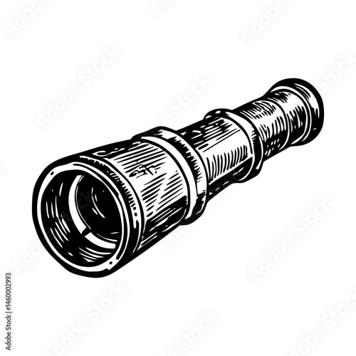 Vintage style illustration showing a telescopic lens