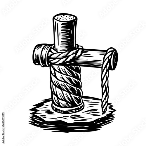 A whipping post illustration in sketchy style