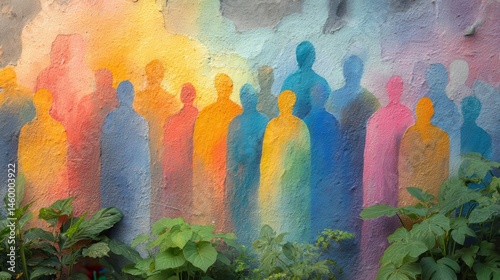 Vibrant Silhouettes Mural at Dawn