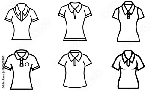 Minimal Polo Shirt Line Art vector set design