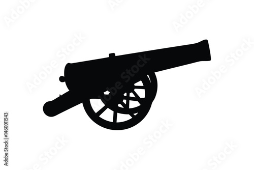 Old cannon vector silhouette, cannon icon vector illustration on white background