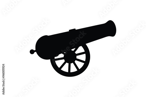 Old cannon vector silhouette, cannon icon vector illustration on white background