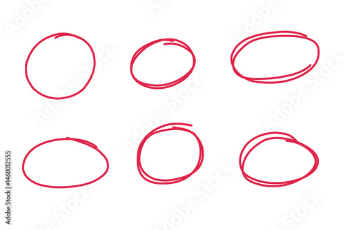 handrawn red marker bubbles circle isolated on white