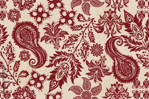Vector damask seamless pattern background. Ikat floral embroidery.Ethnic oriental traditional.Aztec African boho paisley patterns. Design for texture, fabric, clothing, wrapping, decoration