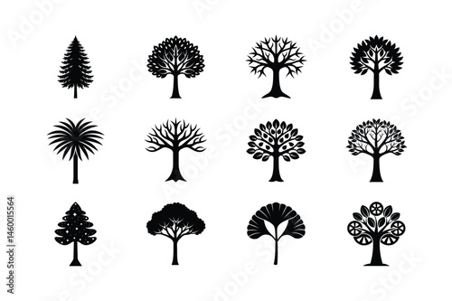 Tree Silhouette Icons in Vector Format for Crafts & Logos