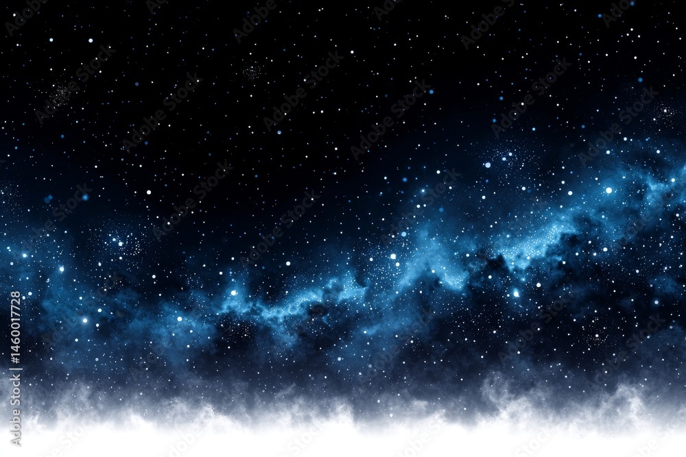 Fototapeta premium Celestial Sketch: Nebulous Night Sky - Mystical cosmic landscape, swirling nebulas, twinkling stars, infinite universe, ethereal beauty. Symbolizing dreams, exploration, wonder, infinity, and serenity