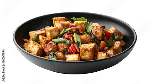 Delicious Tofu Stirfry Recipe Asian Cuisine Food Photography isolated on transparent background