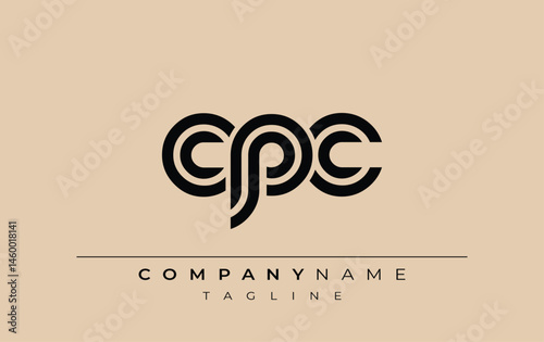 CPC Creative Unique Modern Letter Logo Design. Stylized logo featuring a unique letter design, presenting abstract minimalist aesthetics and modern appeal.