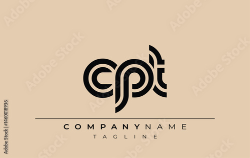 CPT Creative Unique Modern Letter Logo Design. Stylized logo featuring a unique letter design, presenting abstract minimalist aesthetics and modern appeal.