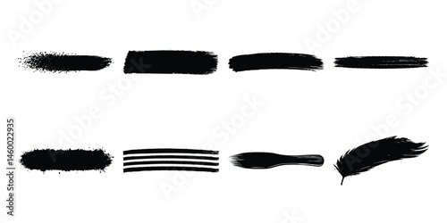 Dry textured ink brush stroke bundle