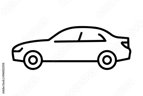 Car icon in line art style, vector representation with a clean look. Editable stroke.