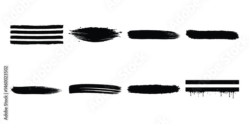 Minimal black paint brush stroke set