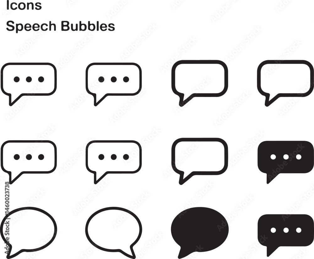 Set of Speech Bubble Icons — Line and Solid Style Chat and Message Icons on White Background
Set of Speech Bubble Icons — Line and Solid Style Chat and Message Icons on White Background