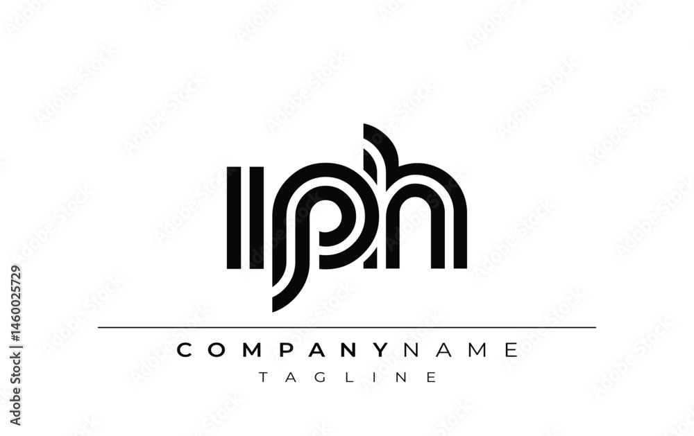 Obraz premium IPH Creative Unique Modern Letter Logo Design. Stylized logo featuring a unique letter design, presenting abstract minimalist aesthetics and modern appeal.
