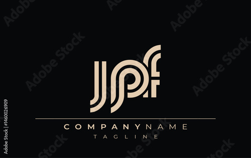 JPF Creative Unique Modern Letter Logo Design. Stylized logo featuring a unique letter design, presenting abstract minimalist aesthetics and modern appeal.