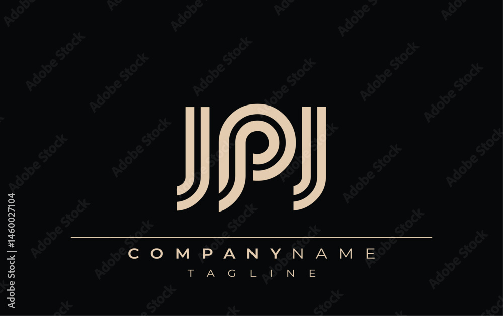 Obraz premium JPJ Creative Unique Modern Letter Logo Design. Stylized logo featuring a unique letter design, presenting abstract minimalist aesthetics and modern appeal.