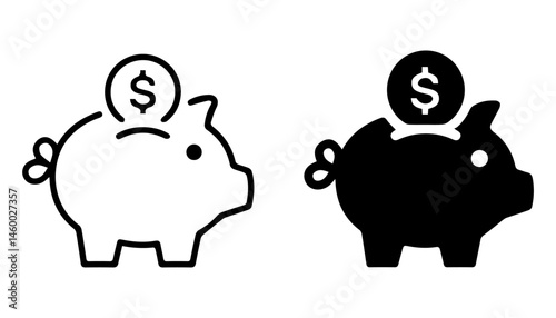 Piggy bank icons. Vector illustration. Symbol of investment and financial planning.