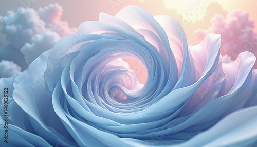 Obraz na płótnie Abstract Digital Art of a Blue Spiral Rose Against a Soft Background w salonie
