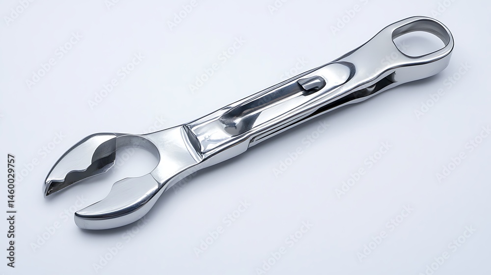Obraz premium Chrome Wrench Tool White Background.