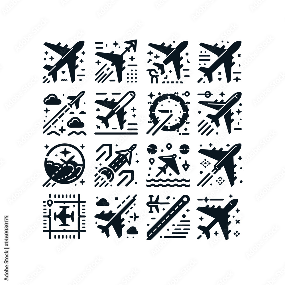 Fototapeta premium Airplane Vector Icon Pack