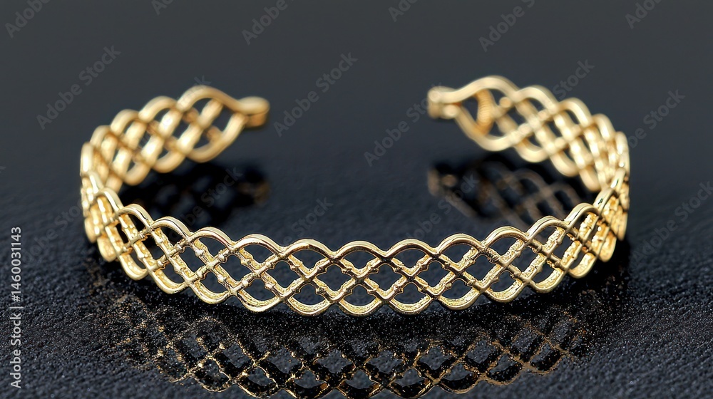 Fototapeta premium Delicate gold bracelet with intricate woven design.
