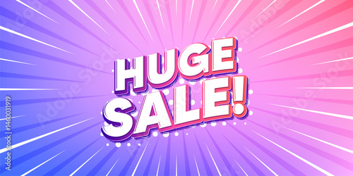 Huge sale sun rays gradient banner. Light burst background. Huge Sale tag. Special offer price sign. Advertising Discounts symbol. Gradient sun rays. Sunburst light. Vector