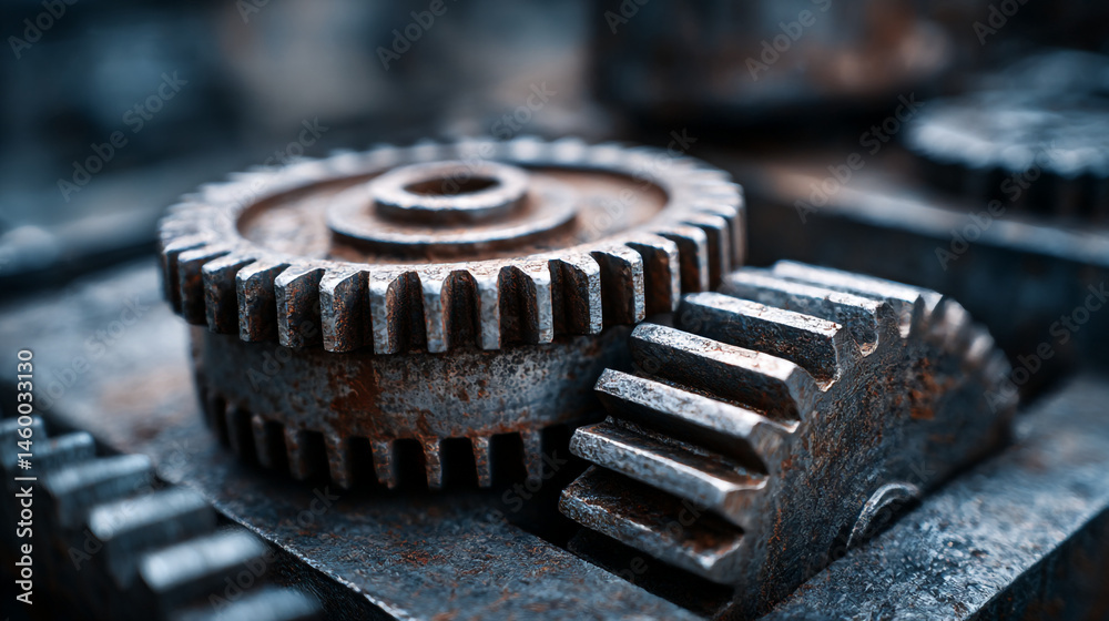 Industrial metal gears close up photography for engineering and machinery concepts and cogwheel mechanism Industrial metal gears close up photography for engineering and machinery concepts and cogwheel mechanism